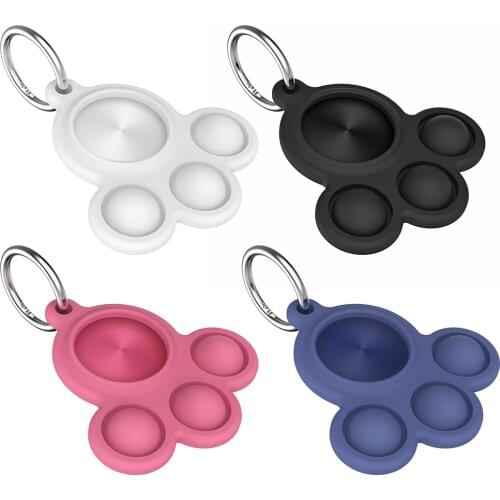 Airtag Case Silicone Press Bubble Keychain Anti Stress Anti-lost Tracker Case Cat Paw Shape Push Bubble Cover Accessory forApple