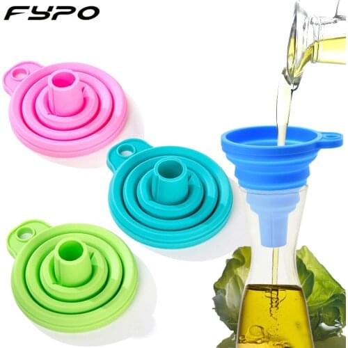 Fypo Mini Silicone Collapsible Portable Funnel Silicone Folding Funnels Kitchen Tools Kitchen Accessory Collapsible oil Funnel