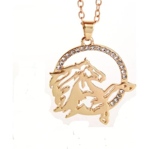 Hzew round shape and running horse pendant necklace horse fashion jewelry gift