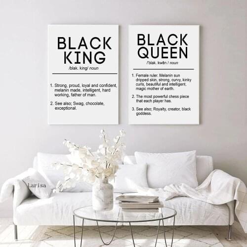Canvas Painting Black King and Queen Definition Quote Posters Prints Wall Art Pictures for Living Room Home Office Decor