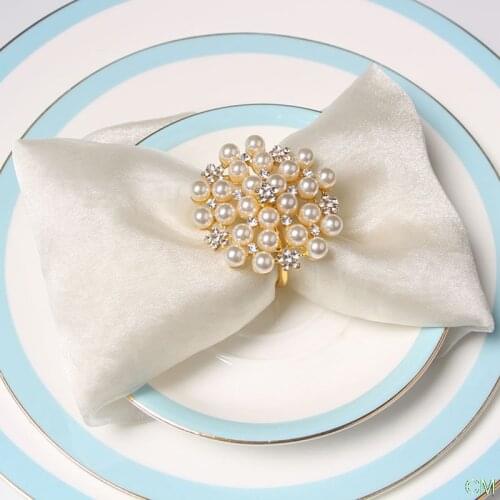 White pearl napkin ring beaded wedding napkin ring whole sake napkin ring