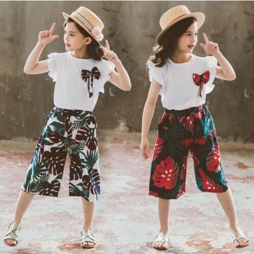 Girls Clothes Sets Kids Summer Clothing Outfits Children Teens Girls T-Shirt with Pants 2pcs Suits