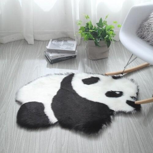 Panda Koala Animal Shape Wool-like Rug Mat Living Room Bedroom carpet Hairy Pet Mat non-slip Home Plain Bedroom Decor