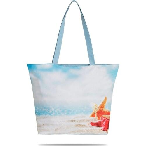 New small cloth beach bag fashion women summer starfish printed beach bag shoulder bag top bag shopping bags purse