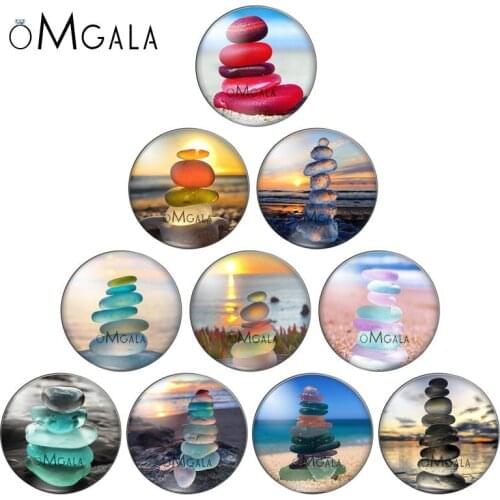 New Summer Beach Pebbles Stone 10pcs10mm/12mm/14mm/16mm/18mm/20mm Round photo glass cabochon demo flat back Making findings