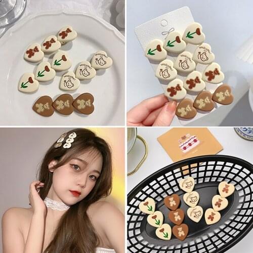 New Lovely Side Clip Headdress For Women Girl Cute Cartoon Heart Bear Hairpin Duckbill Clip Barrettes 2021 Trend Accessories