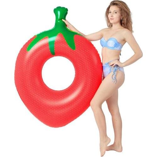 New Stawberry Shape Inflatable Swimming Ring Mattress Swim Ring Summer Pool Water Mattress Adult Women Bed Pool Toys
