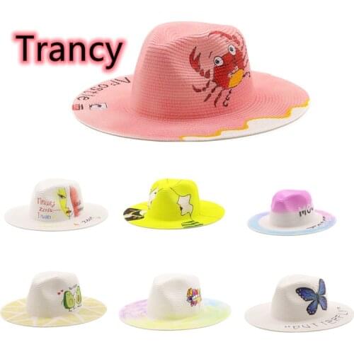 Bucket hat summer hand-painted beach animals various patterns sun hat ladies straw hat fedora hat unisex fedora hat панама