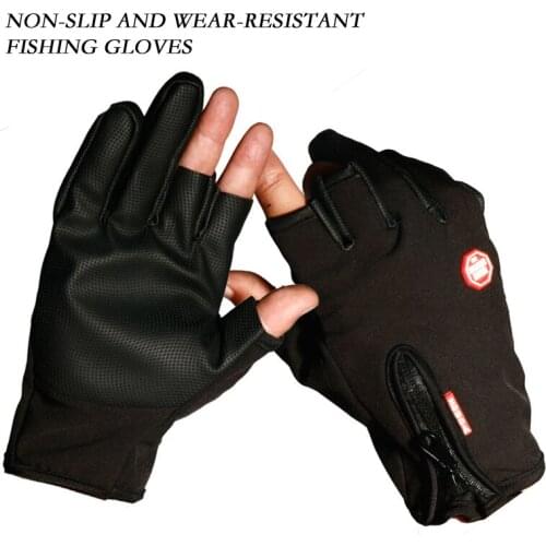 Fishing gloves three-finger waterproof winter fingerless sports half-finger mens non-slip outdoor cycling express luya gloves