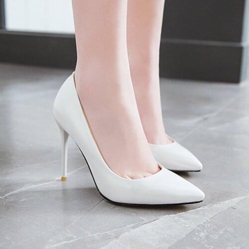 Sexy skinny stiletto shoes large 42 43 44 45 46 shallow pointed patent leather high heels large 46