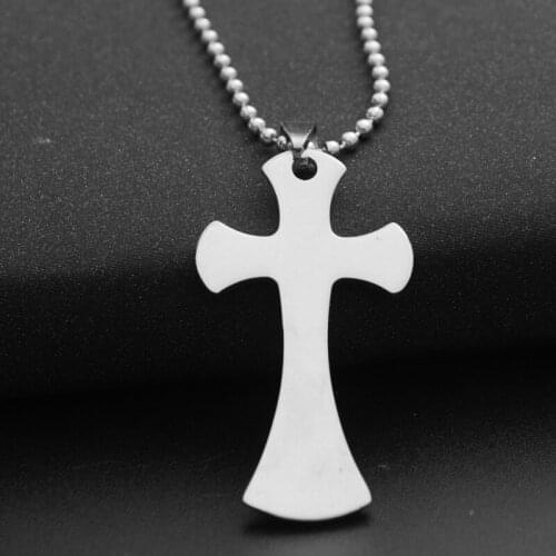 Gift Stainless Steel Love Heart Sword shape Cross blessing simple Religion Christian Jesus Cross Faith lucky Necklace jewelry