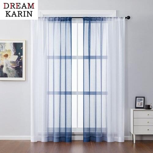 DK Gradient Deep Blue Tulle Curtains for Living Room Bedroom Height 400cm Organza Voile Curtains Window Treatment Panels Drapes
