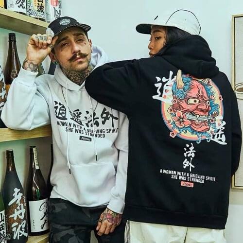 High Street Japan Hoody Streetwear Hoodies Men Loose Long Sleeve Punk Harajuku Autumn Fashion Sweatshirts Hip Hop Hoodie Males