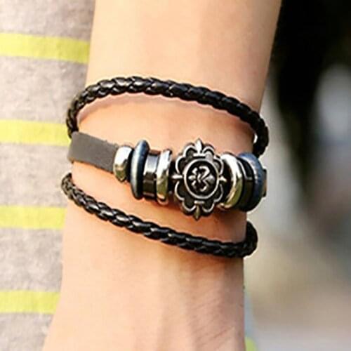 CIBOCIBO Vintage Bracelet Men Punk Bohemia Black Leather Rope Wristband Bracelet Gifts for Men Braided Luxueux Bracelet Homme