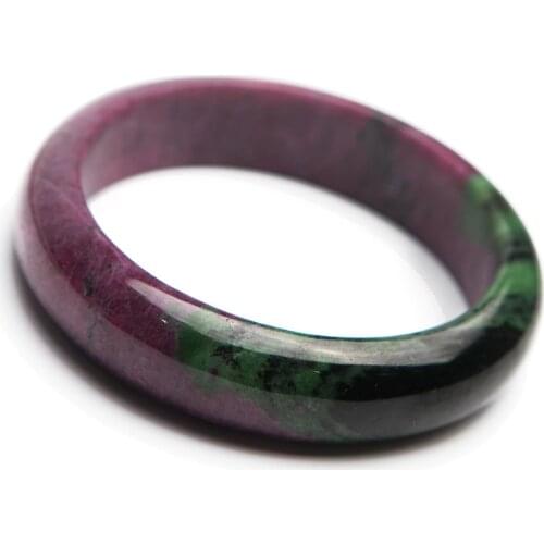 Top Quality Genuine Natural Red Green Ru by Zoisite Gems Stone Lady Charm Bangle Inner Diameter 58.5mm
