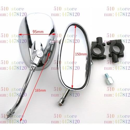 Free shipping ellipse motorcycle rearview mirror chrome 10mm 8mm universal motorbike mirror motocross ATV Off-road moto dirt