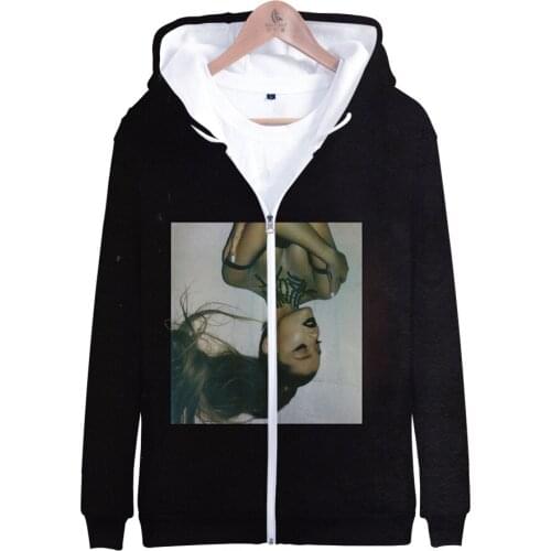 Winter Bomber Jacket Women 2019 Pop Music Singer Ariana Grande 3D Printed Oversized Hoodie Women Hooded Sweatshirt Streetwear