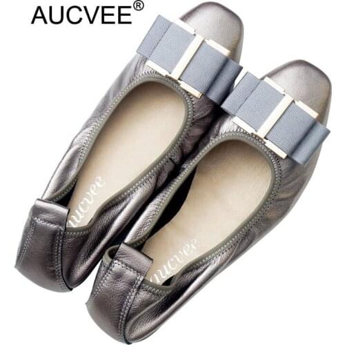 Big Size 35-43 Ladies Casual Genuine Leather Flats Fashion Bow Shallow Mouth Slip-on Women Flats 21 Colors High Quality Leather