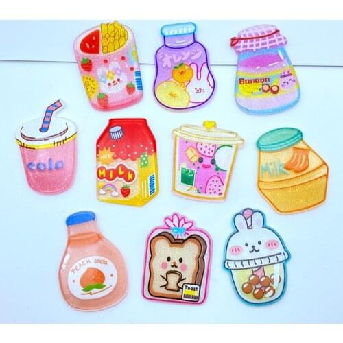 10Pcs New Cute Acrylic Mini Drinks Flat Back Cabochon Scrapbook Kawaii DIY Embellishments Accessories K10