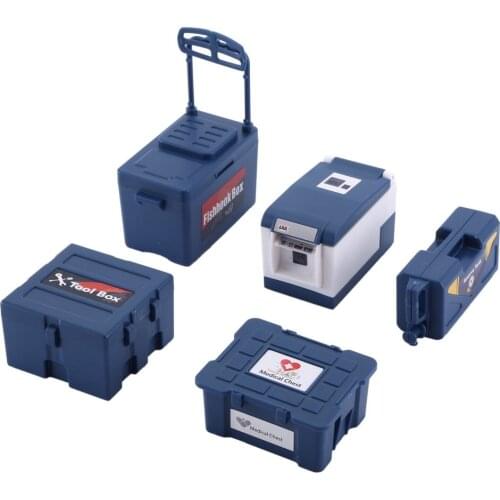 5PCS Plastic Simulation Fishing Box Medical Chest Tool Case for 1:10 RC Crawler Car Traxxas TRX4 TRX6 Axial SCX10 90046