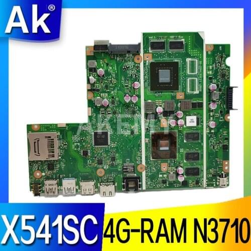 Akemy New! X541SC Laptop motherboard For Asus X541SC X541S D541SC Test original mainboard 4G-RAM N3710 CPU GT810M GPU