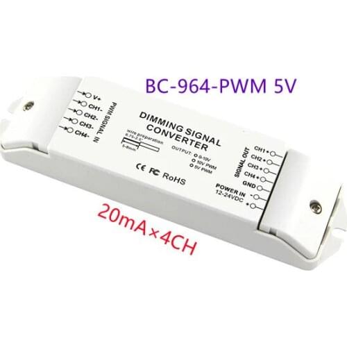 BC-964-PWM 5V/10V 4 20mA*4CH channels PWM 5V to PWM 10V led signal transformer DC12V-DC24V led dimming signal converter