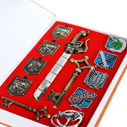 Xcoser Giant Investigation team Keychain Necklace Badge Set Attack On Titan three-dimensiona Attack On Titan Cosplay Prop Alloy