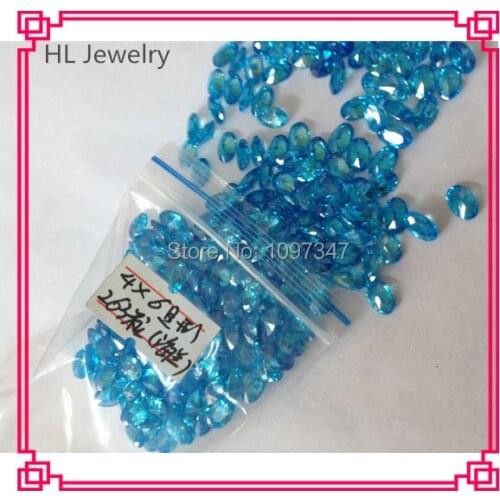 Brilliant Cut Oval Shape Light Blue Blue CZ Stone 4*6MM Oval Blue Blue Synthetic Cubic Zirconia Stone