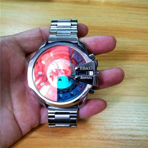 Creative Map Mens Watches Top Brand Silver Steel Strip Quartz Discoloration Glass Sport Wristwatch Male Gifts Relogio Masculino