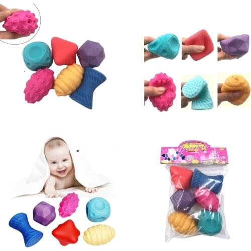 Baby Hand Rubber Ball Soft Textured Sensory Rattle Toy Infant 0-12 Month Touch Training Massage Tool Children Tactile Girls Game