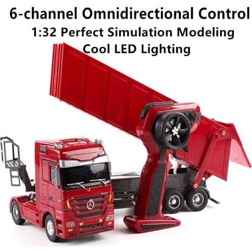 Electric Remote Control RC Truck 6CH 1:32 2KG Load Radio Remote Control With LED Lights Simulation Sound Remote Control Truck