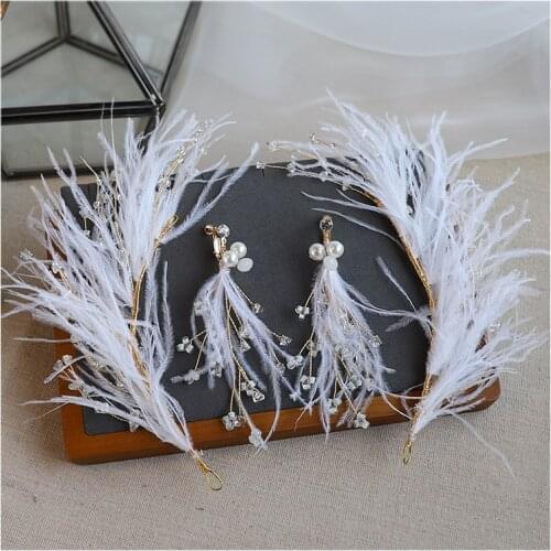 Fairy White Feather headpiece Beautiful Hair Band Clamp Wedding Styling Bridal hair jewelry
