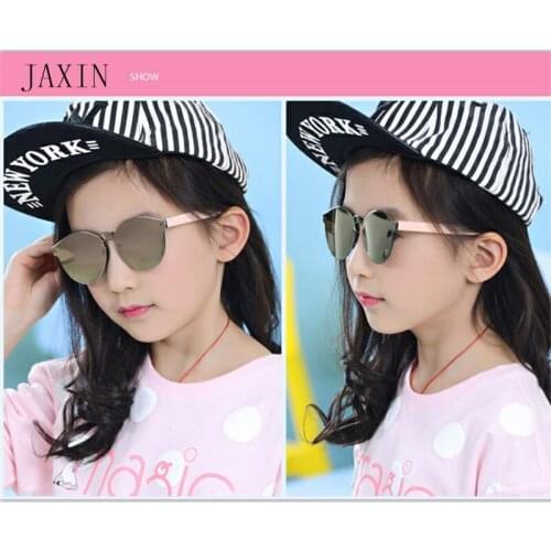 JAXIN Fashion kids UV protection sunglasses boys girlsSun Glasses retro round Mirror cute transparent color gafas de sol UV400