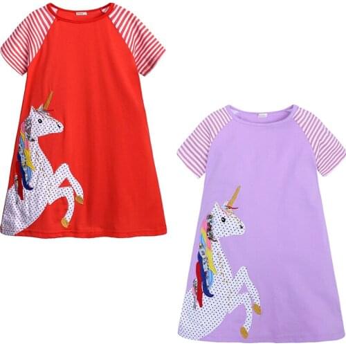 Girl short sleeve cotton Summer Dog Deer dress little girl kids clothing princess dresses girls Girls' suits boutique outfits