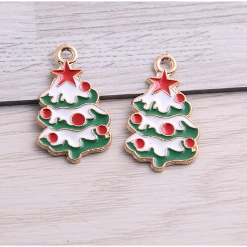 SWEET BELL 3pcs Mix Color/Size Alloy Metal Drop Oil Happy Christmas Charms Pendant For DIY Bracelet Necklace Jewelry Making