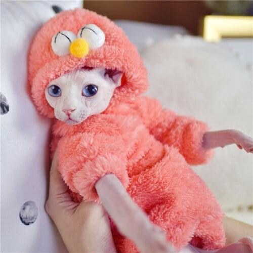 Cute warm double Berber fleece Sweater Cat Clothing sphynx Cat Outfits Comfort thickened Winter Hairless Cat Clothes