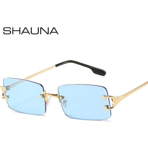 SHAUNA Fashion Rectangle Sunglasses Woman Rimless Tinted Eyewear Men Shades UV400 Sun Glasses
