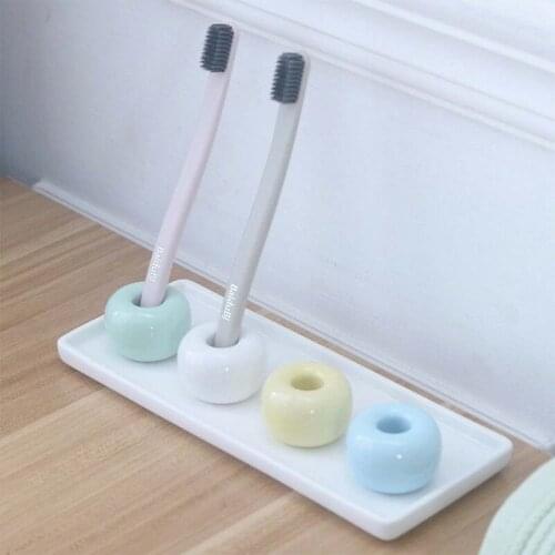 Multi-Color Ceramic Toothbrush Holder Simple Storage Rack Bathroom Shower Tooth Brush Stand Shelf Bath Accessories