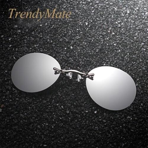 Round Clip on Nose Men Sunglasses Brand Designer UV400 Cool Steampunk Sun Glasses Women Vintage Metal Black Coating Gafas 1181T