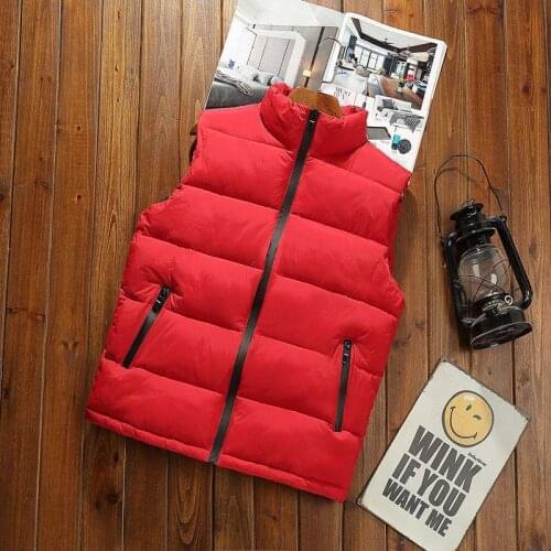 Casual fashion mens autumn and winter down coat vest jacket thickening plus size solid color Stand collar waistcoat youth vest