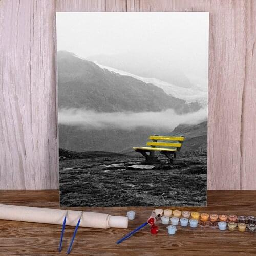 Black And White Landscape Coloring By Numbers Painting Complete Kit Oil Paints 40*50 Picture By Numbers Photo Art