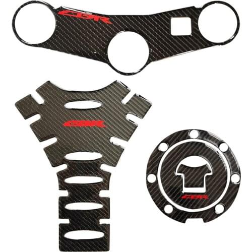 Tank Pad Gas Cap Cover Triple Clamp Yoke Sticker Protector Carbon Fiber Motorcycle Guard Decal For CBR600RR CBR600 RR 2003 2004