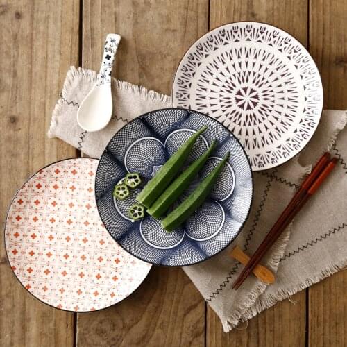Nordic Creative Modern Simple Underglaze Color Ceramic Tableware Household 8-inch Western-style Meal Snack Flat Plate