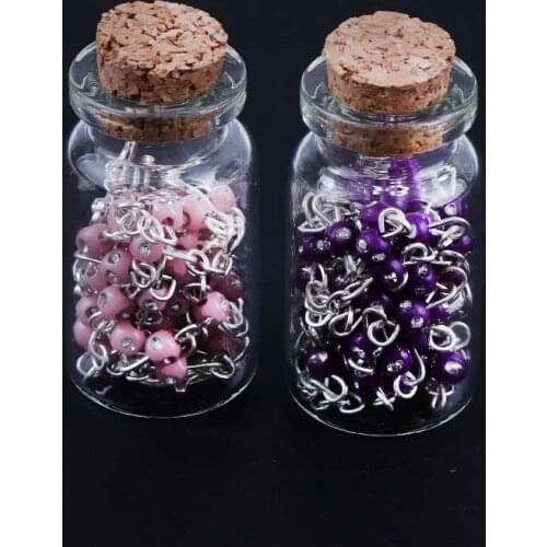 New 4mm Wishing Bottle Colorful Rosary Beads Necklace With JESUS Cross Pendant Charms For Catholic Religious Jewelry Gift