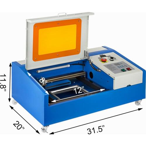 New 40W Laser Engraver CO2 Laser Tupe Usb Cutting Machine 300x200mm w/Wheels K40 Engraver For Bamboo Planks