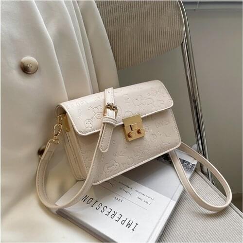 New style womens in spring and summer of 2021 simple and fashionable small square bag with one shoulder slung Pu womens bag