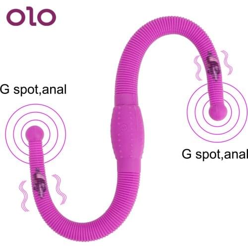 OLO Flexible Strapon Dildo Vibrators for Women Double Head Anal Sex Toy for Lesbian 12 Speed Erotic G spot Vaginal Massager