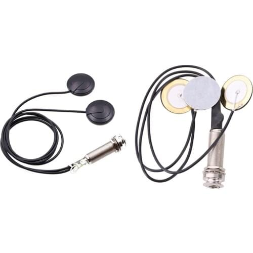 Piezo Contact Microphone 3 Transducer Pickups & 21-INCHES Wire Length 1/4 Inch Output Jack 2 in 1 Piezo Pickup Disc