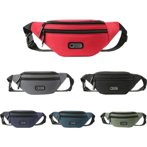 2021 New Unisex Simple Style Waist Bag Water Repellent Diagonal Belt Bag Fanny Pack with Dual Zipper Pocket Fashion Accessories