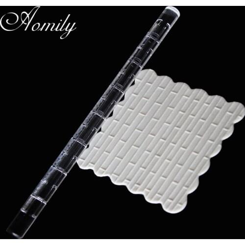 Amoliy Transparent Acrylic Brick Wall Pattern Rolling Pin DIY Embossing Cake Decorating Tools Chocolate Mold Polymer Clay Tools